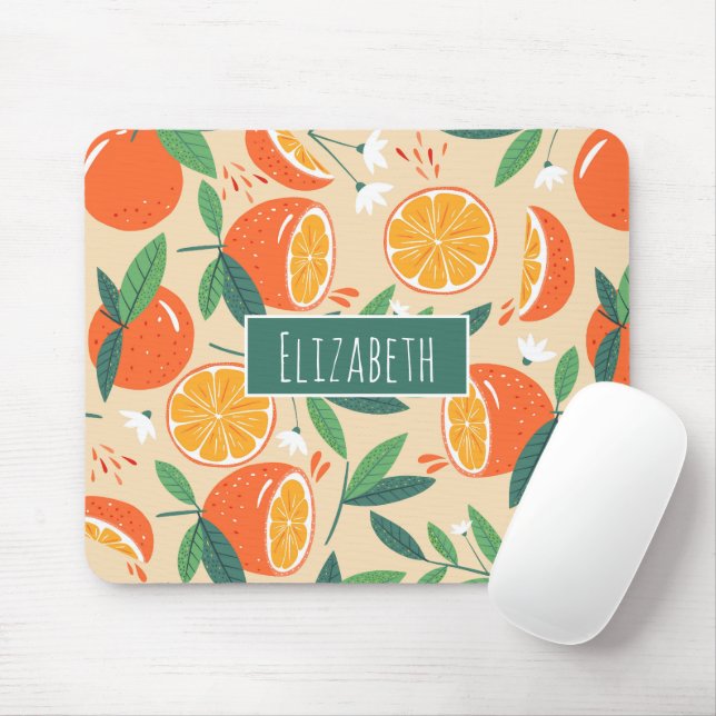 Mousepad Padrão Retroativo da Fruta de Citros Laranja (Com mouse)