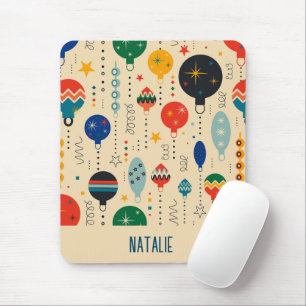 Mousepad Padrão retrógrado do monograma de ornamentos bege