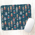 Mousepad Padrão robô escuro<br><div class="desc">Robôs bonitos e úteis do estilo dos anos 50. O vovô provavelmente fez isto no galpão. Inteligência artificial, mas não de forma assustadora. Arte original de Nic Squirrell.</div>