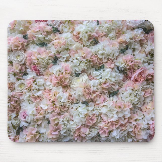 Mousepad Padrão rosa e branco de rosas (Frente)