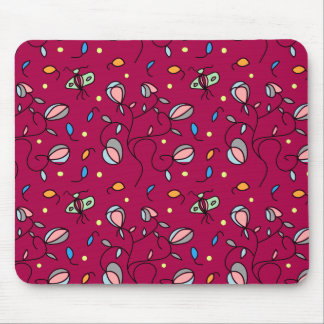 Mousepad Padrão rosa sem costura, floral e borboleta
