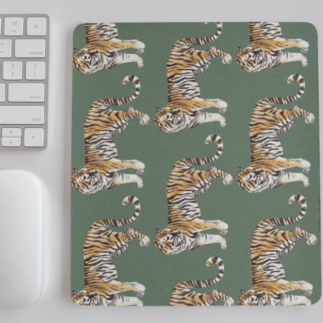 Mousepad Padrão Selvagem de Tigres Tropicais Modernos (Criador carregado)