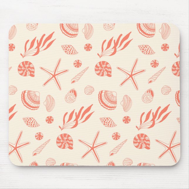 Mousepad Padrão sem costura com conchas marinhas (Frente)