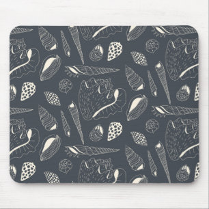 Mousepad Padrão sem costura com conchas marinhas