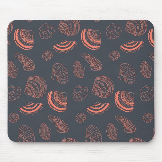 Mousepad Padrão sem costura com conchas marinhas (Frente)