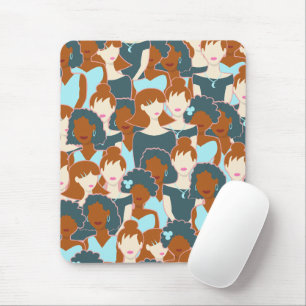Mousepad Padrão sem costura com garotas negras e brancas