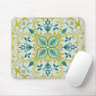 Mousepad Padrão sem costura de teto William Morris em verde