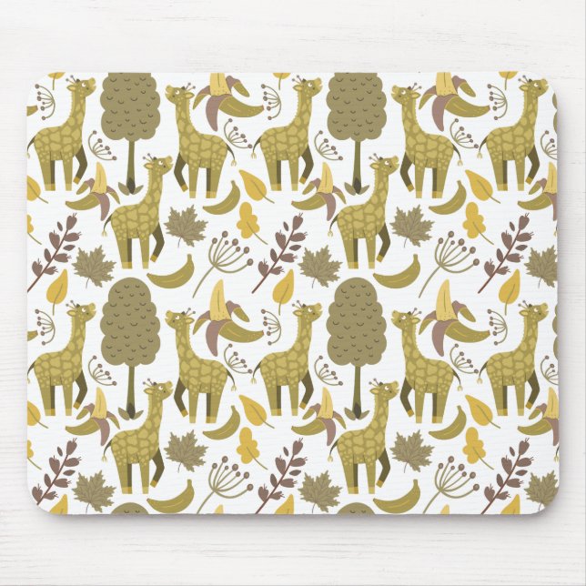 Mousepad Padrão sem costura Fundo amarelo girafa (Frente)