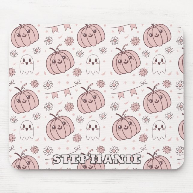 Mousepad Padrão sem soldadura do Pastel Pink Halloween (2) (Frente)