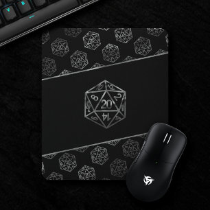 Mousepad Padrão Silver D20   Tabletop Role Player Dice PNP