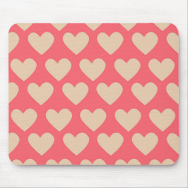 Mousepad Padrão Simples Coração Vermelho bege