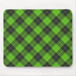 Mousepad Padrão simples da diagonal do tartan em verde escu
