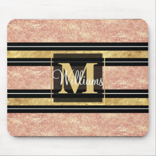 Mousepad Padrão simples de faixas de ouro rosa