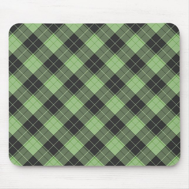 Mousepad Padrão simples de tartã em verde claro (Frente)
