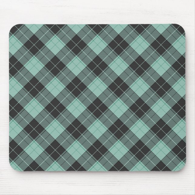 Mousepad Padrão simples de tartan em turquesa (Frente)