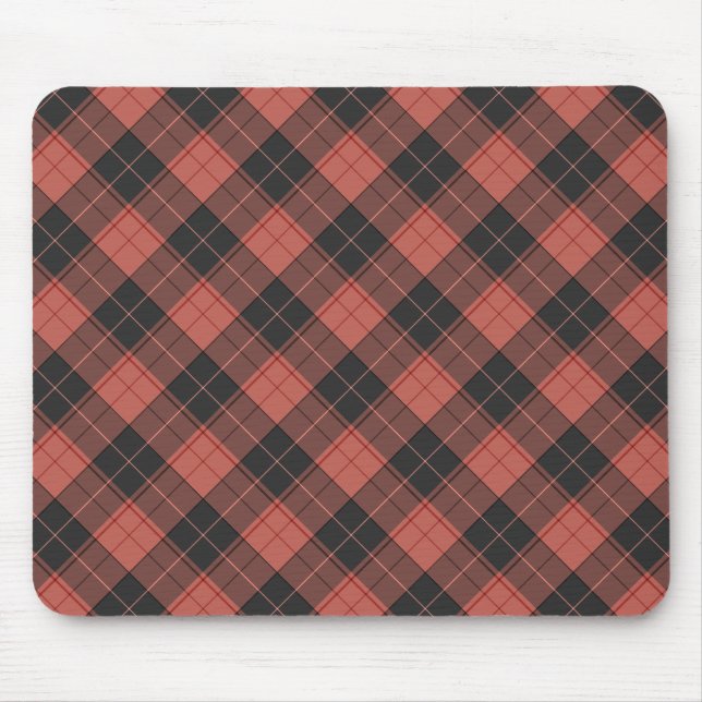 Mousepad Padrão simples de xadrez em vermelho (Frente)
