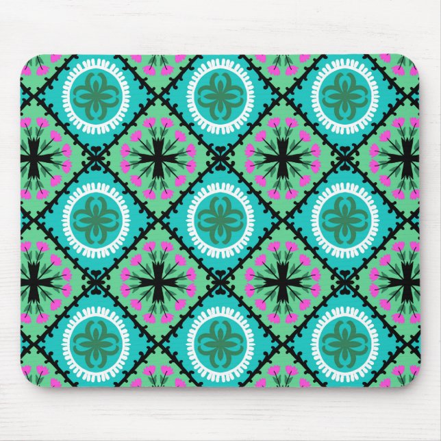 Mousepad Padrão Suzani com Motifs Uzbeques e Kazakh (Frente)