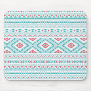 Mousepad Padrão Tribal Aztec Teal e Rosa