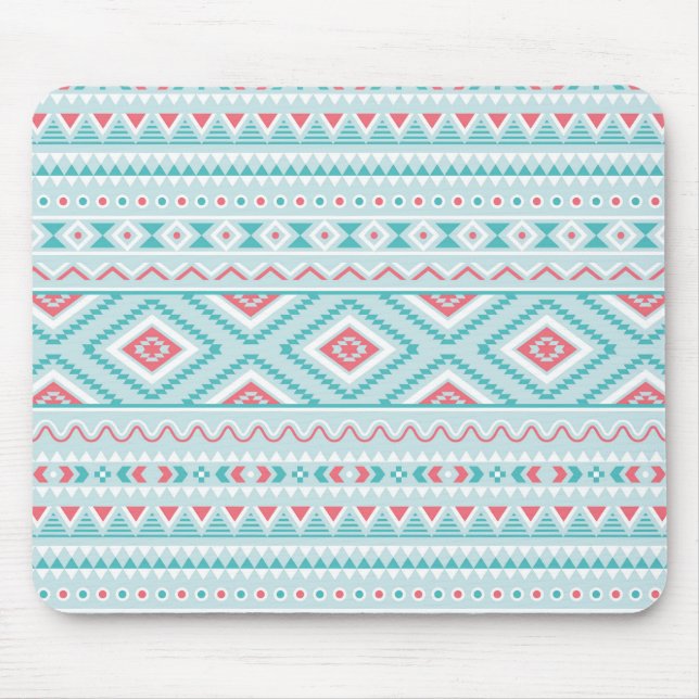 Mousepad Padrão Tribal Aztec Teal e Rosa (Frente)