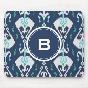 Mousepad Padrão tribal marinho azul-ikat-moderno do Quic