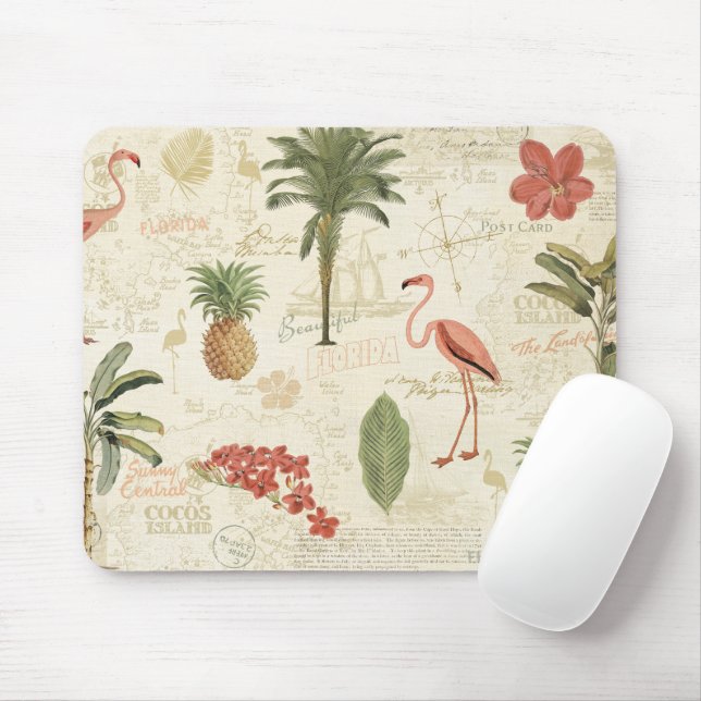 Mousepad Padrão tropical floridiano (Com mouse)