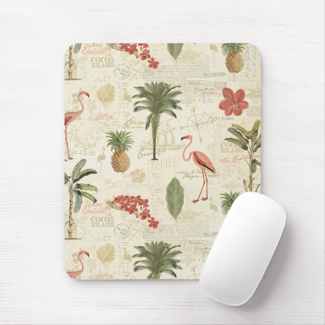 Mousepad Padrão tropical floridiano (Com mouse)