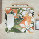 Mousepad Padrão Tropical Laranja e Flores de Água<br><div class="desc">Padrão Tropical Laranja e Flores de Água</div>