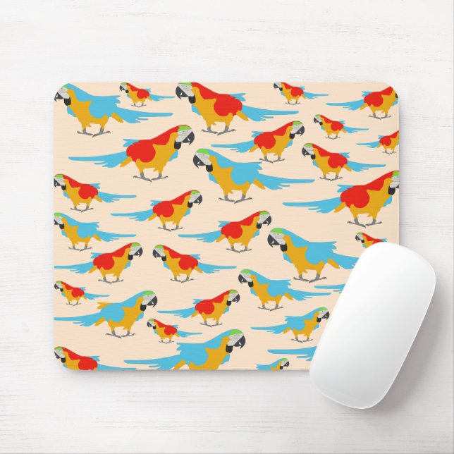 Mousepad Padrão Tropical Macaw Colorida (Com mouse)