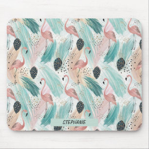 Mousepad Padrão Tropical Watercolor Flamingo