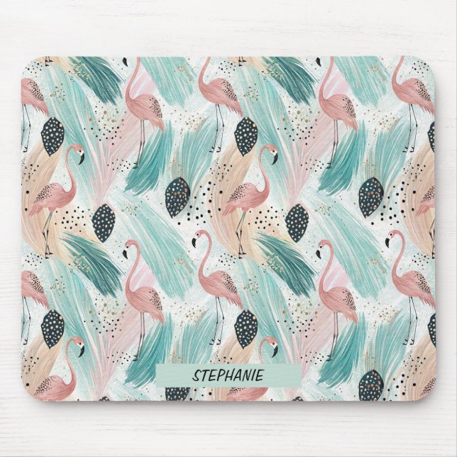 Mousepad Padrão Tropical Watercolor Flamingo (Frente)