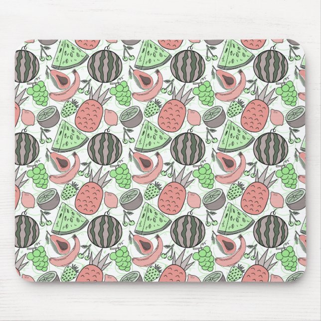 Mousepad padrão uniforme de fruta | padrão da superfície da (Frente)