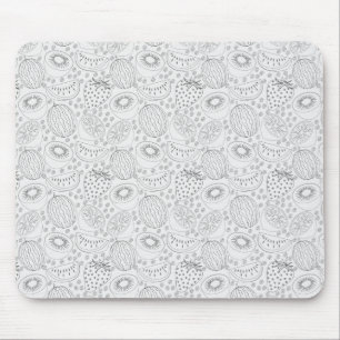 Mousepad Padrão uniforme de fruta tropical preto e branco