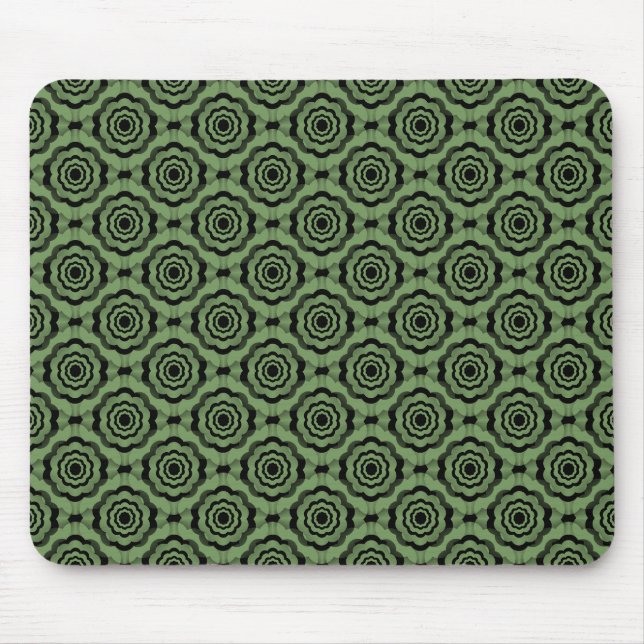 Mousepad Padrão Verde de Flor Preto Sem Olho (Frente)