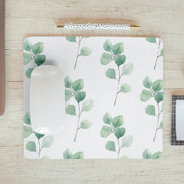 Mousepad Padrão Verde Eucalyptus Moderno em Watercolor