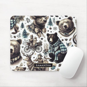 Mousepad Padrão Vintage Winter Animal