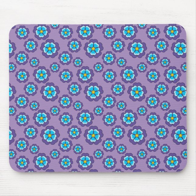 Mousepad Padrão Violet Blue Flowers (Frente)