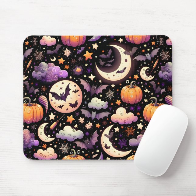 Mousepad Padrão Whimsical Halloween Night Sky (Com mouse)