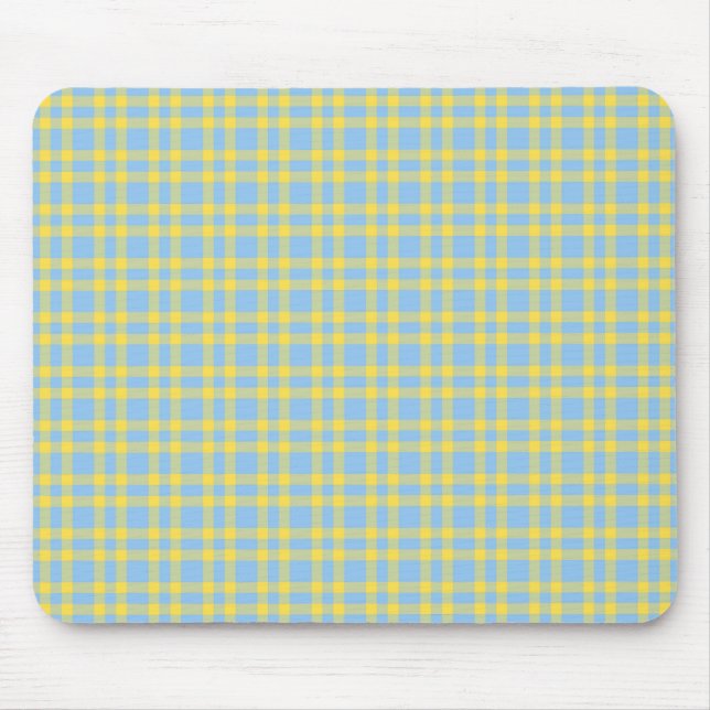 Mousepad Padrão Xadrez Azul Amarelo (Frente)