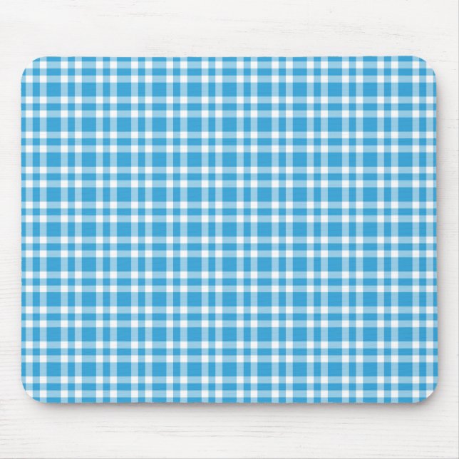 Mousepad Padrão Xadrez Azul Branco (Frente)