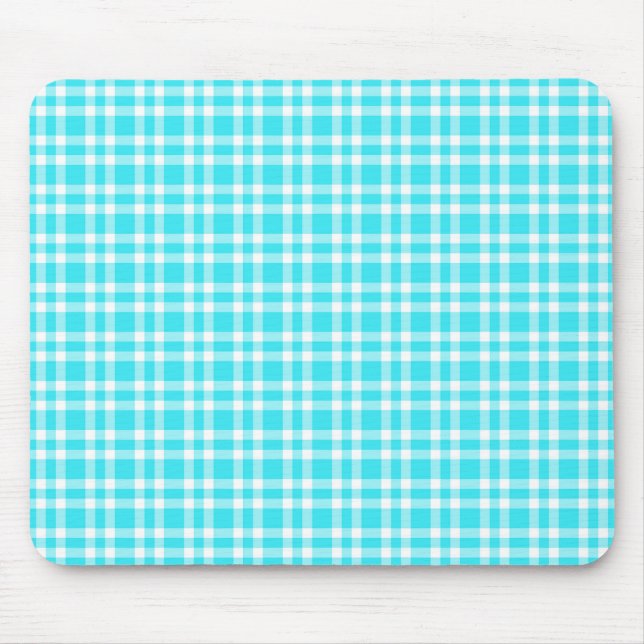 Mousepad Padrão Xadrez Azul Branco (Frente)