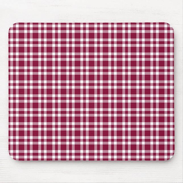 Mousepad Padrão Xadrez Branco Borgonha (Frente)