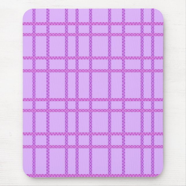 Mousepad Padrão xadrez de flores rosa e roxo (Frente)