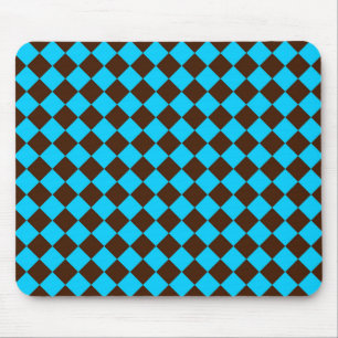 Mousepad Padrão Xadrez Diamante Azul Marrom