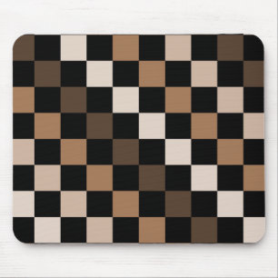 Mousepad Padrão Xadrez Gingham Marrom Preto