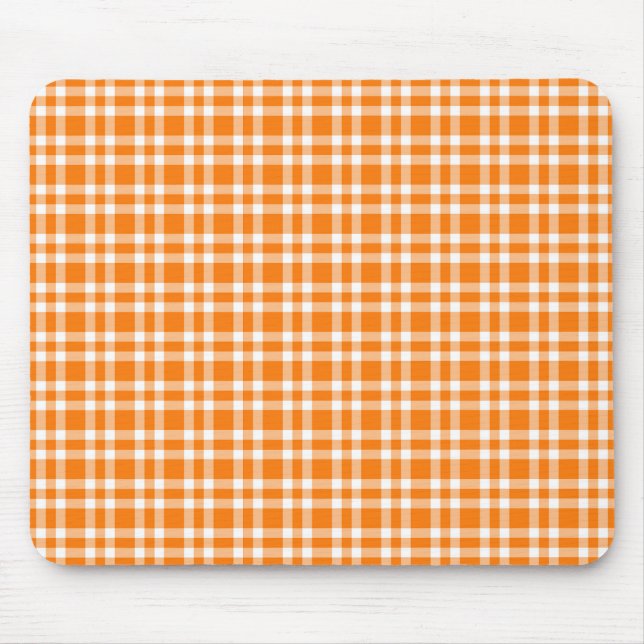 Mousepad Padrão Xadrez Laranja Branco (Frente)