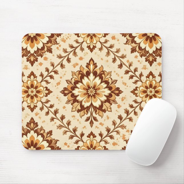Mousepad Padrão xadrez marrom vintage (Com mouse)