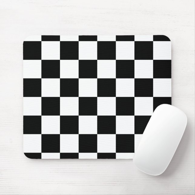 Mousepad Padrão Xadrez Preto e Branco (Com mouse)