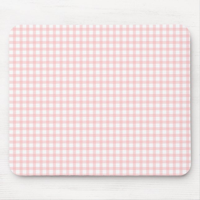 Mousepad Padrão Xadrez Rosa Gingham Retro Fofo (Frente)