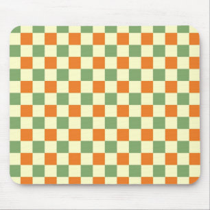Mousepad Padrão Xadrez Verde Laranja Marrom Gingham