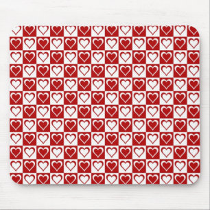 Mousepad Padrão Xadrez Vermelho com Corações